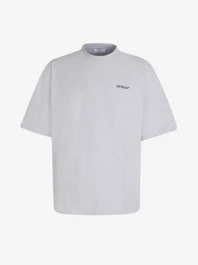 Off-white Cotton Logo T-shirt In Light Grey Melange/black