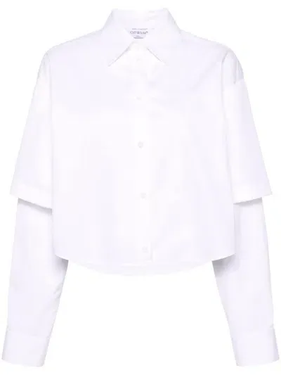 Off-white Logo-embroidery Layered Cotton Shirt In White