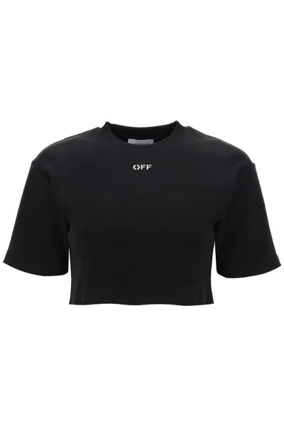 Off-white Cropped T-shirt With Off Embroidery In Multicolor