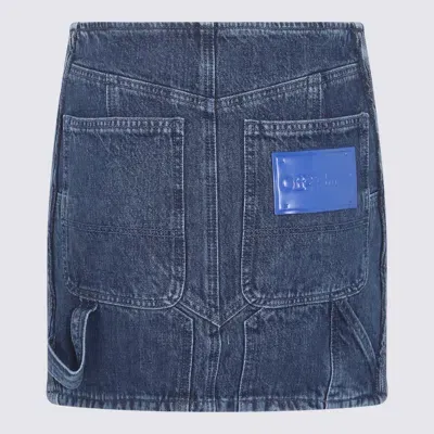 Off-white Dark Blue Cotton Blend Denim Skirt