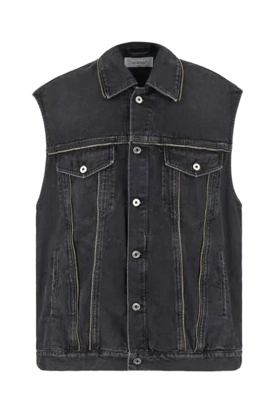 Off-white Zip-detail Denim Vest In Grey