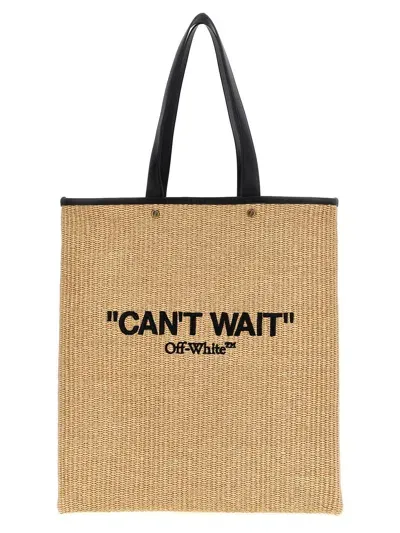 Off-white Raffia Day Off Shopping Bag In Black