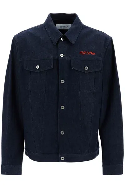 Off-white Denim Shirt Jacket With Button Closure In Blue