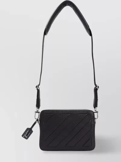 Off-white Diagonal Leather Camera Bag In Black