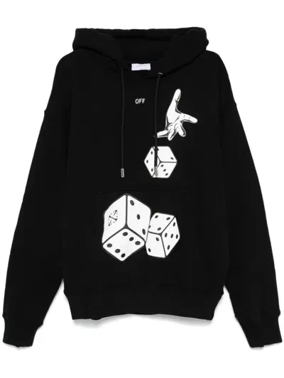 Off-white Dices Skate Hoodie In Black-wh