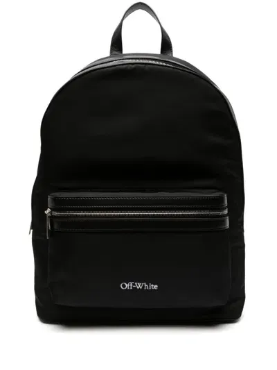 Off-white Embroidered-logo Backpack In Black