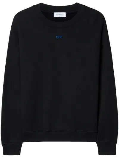 Off-white Embroidered-logo Organic Cotton Sweatshirt In Black-mu