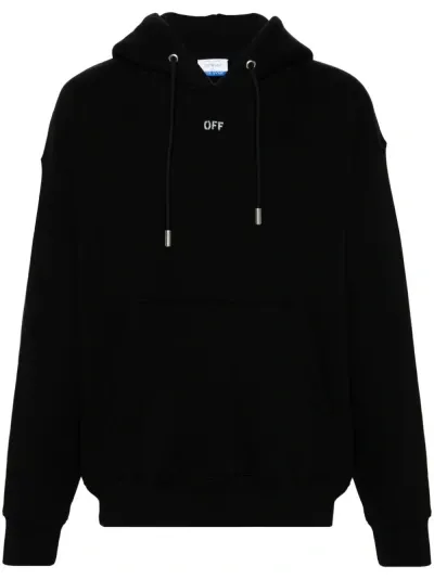 Off-white Arrows-embroidered Cotton Hoodie In Black