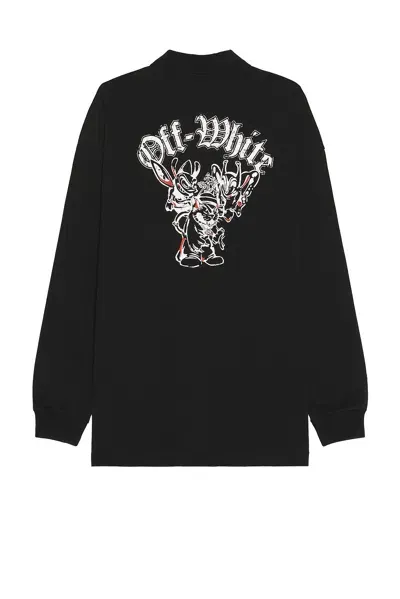 Off-white Gang Long Sleeve Polo In Black