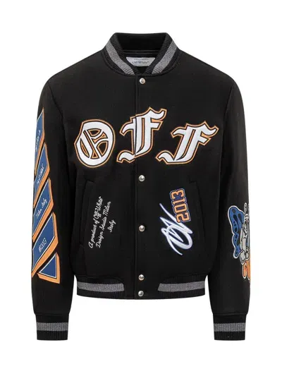 Off-white Gang Varsity Bomber In Black Multicolor