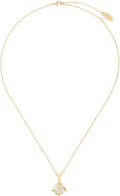 Off-white Gold Arrow Pearl Necklace In Gold White