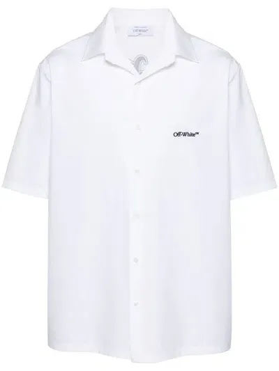 Off-white Gothic Arr Popl Bowling Shirt In White