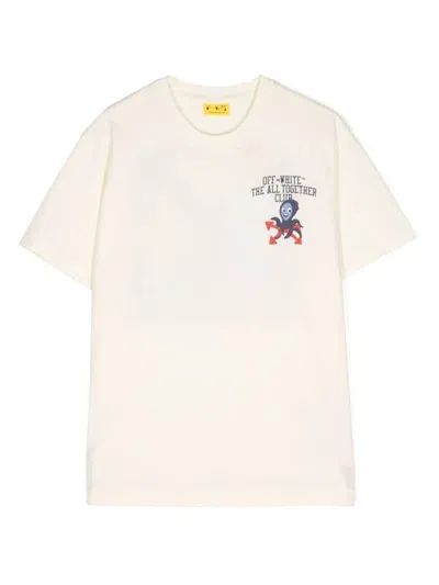 Off-white Kids' Graphic-print Cotton T-shirt In Neutrals