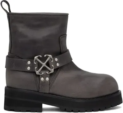 Off-white Gray Off Track Boots In Dark Grey Silver