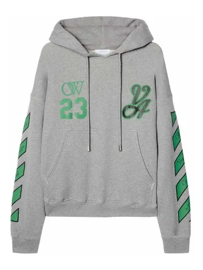 Off-white Grey Logo Print Hoodie