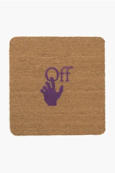 Off-white Home Coconut Fiber Doormat With Contrasting Hand Logo Detail In Brown