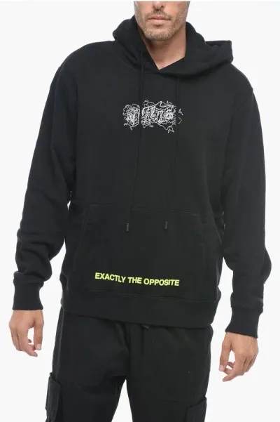 Off-white Hoodie Graffiti Layerz Sweatshirt With Flocked Detail In Black