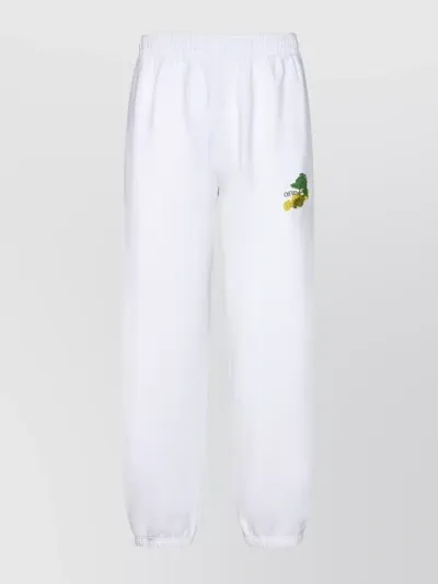 Off-white Brush Arrow Graphic-print Tapered-leg Regular-fit Cotton-jersey Jogging Bottoms In White