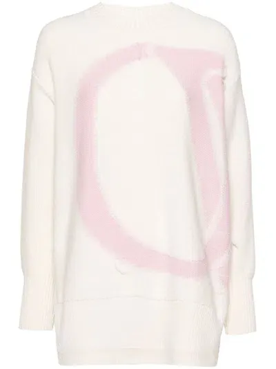 Off-white Intarsia-knit Logo Jumpers In White