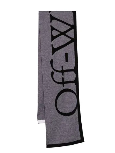 Off-white Jacquard Bookish Scarf In Black