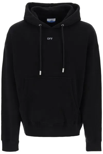 Off-white Men's Hooded Sweatshirt With Off Print In Nero