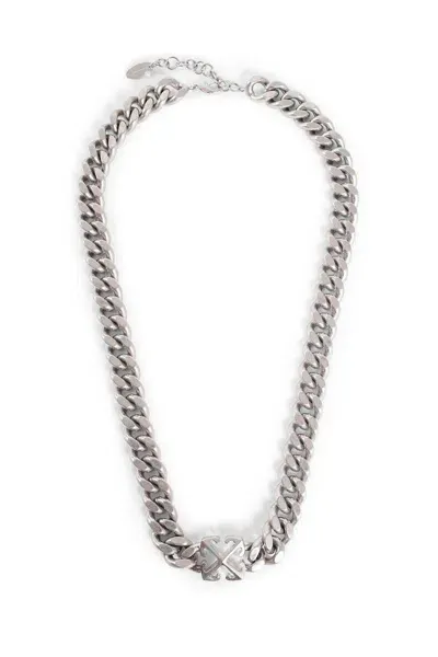 Off-white Arrow Chain Necklace In Silver