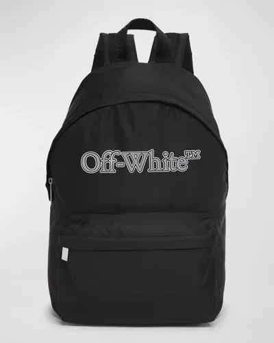 Off-white Kid's Bookish Logo-print Backpack In Metallic