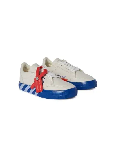 Off-white Kids Sneakers Vulcanized In Pelle In Bianco