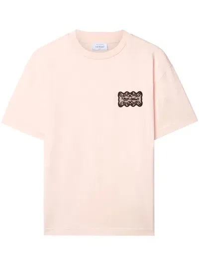 Off-white Lace-detailing T-shirt In Pink