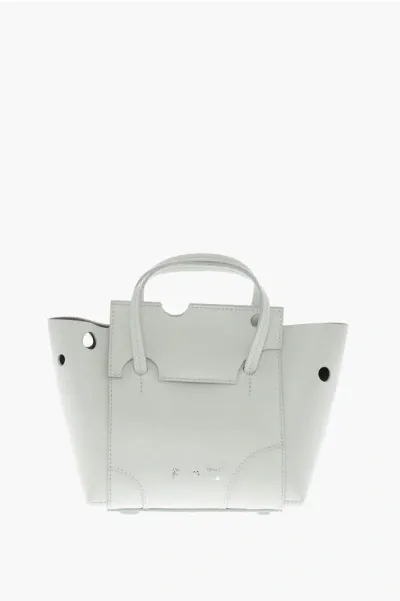 Off-white Leather Burrow Tote Bag With Cut-out Details In Blue