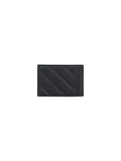 Off-white Leather Card Holder In Black  