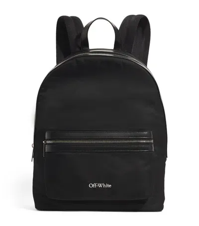 Off-white Leather-trim Logo Backpack In Black