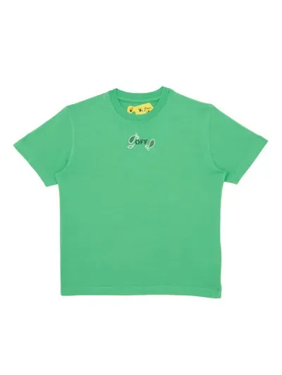 Off-white Kids' Bandana-print Cotton T-shirt In Green Black