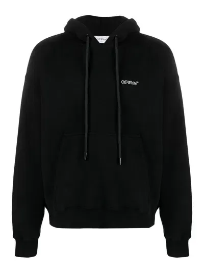 Off-white Logo Cotton Hoodie In Black