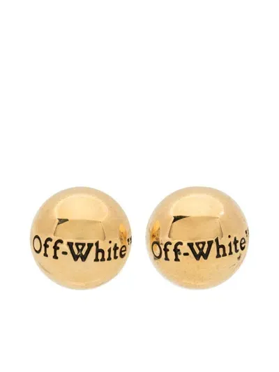 Off-white Logo Earrings In Gold