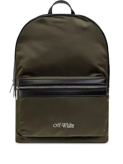 Off-white Logo-embroidered Backpack In Green