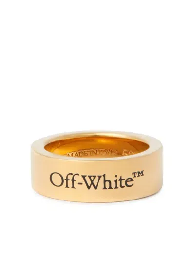 Off-white Logo-engraved Brass Ring In Gold