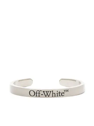 Off-white Logo-engraved Cuff Bracelet In Silver