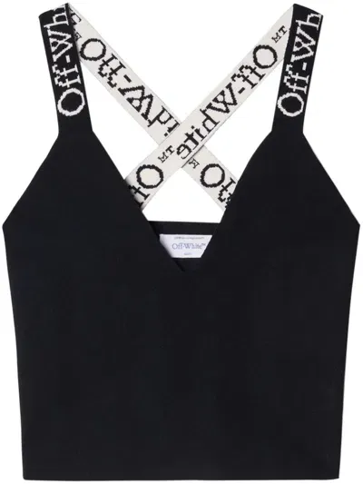 Off-white Tanktop Aus Logo-jacquard In Schwarz