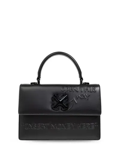 Off-white Logo-plaque Leather Tote Bag In Black - Bl