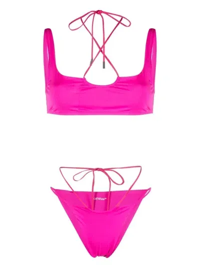 Off-white Logo-print Bikini In Pink