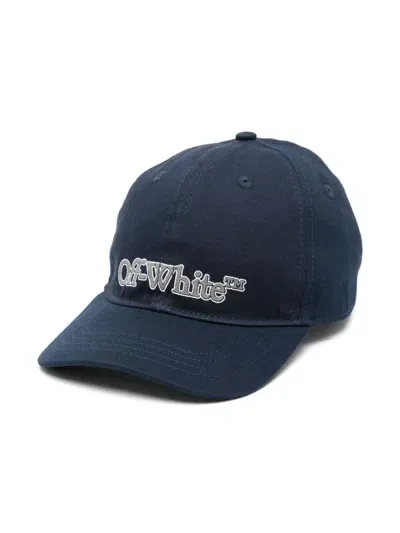 Off-white Kids' Logo-print Cap In 4680 Navy Blue