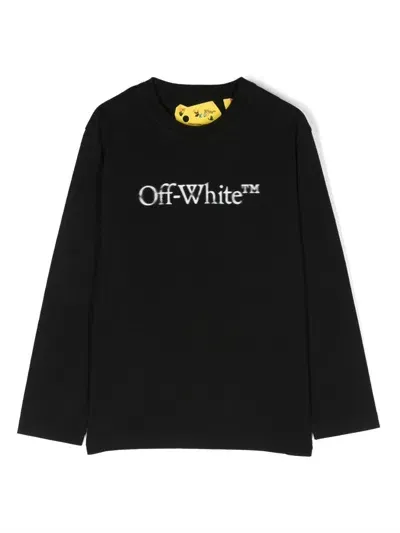 Off-white Kids' Logo-print Cotton Sweatshirt In Black