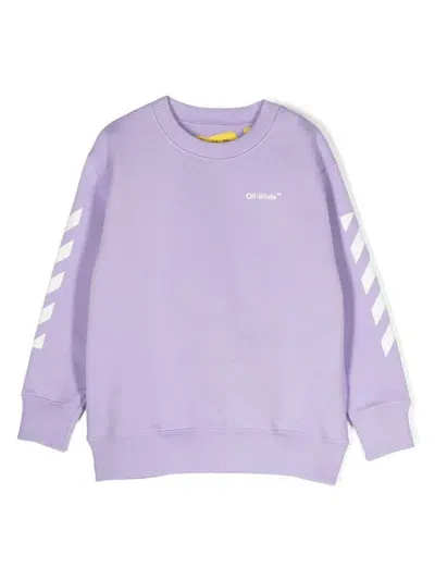 Off-white Kids' Logo-print Cotton Sweatshirt In Purple