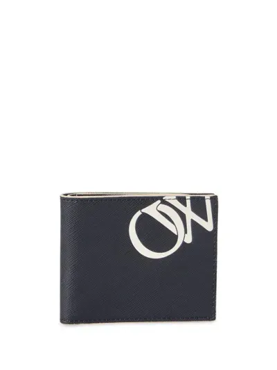 Off-white Logo-print Leather Bi-fold Wallet In Black