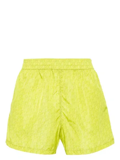 Off-white Logo-print Swim Shorts In Yellow