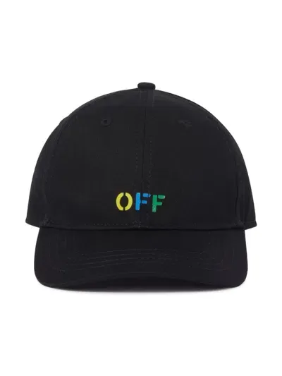 Off-white Logo Rainbow Baseball Cap In Black