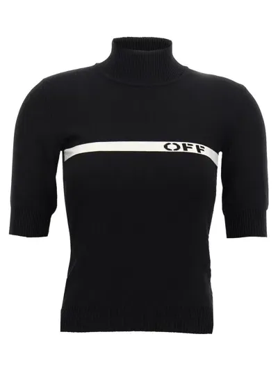 Off-white Logo Stripe Sweater In Blackwhite