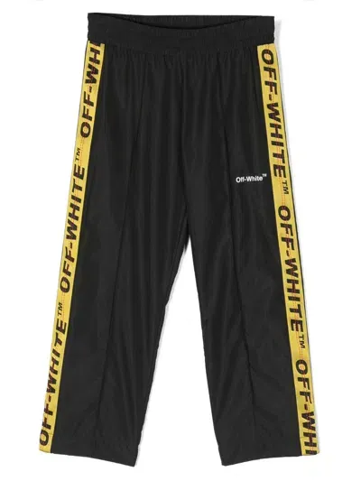 Off-white Kids' Logo-tape Detailing Track Pant In Black