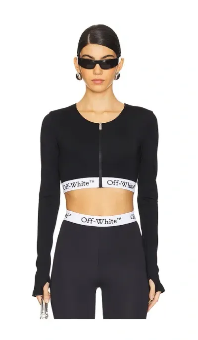 Off-white Logoband Zipped Crop Top In Black